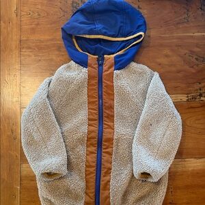 Zara Kids size 6 Sherpa Jacket with Blue Hood